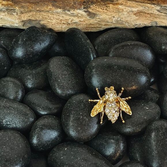 Vintage Panetta Rhinestone Bee Brooch Signed 1940s Retro - Picture 3 of 12